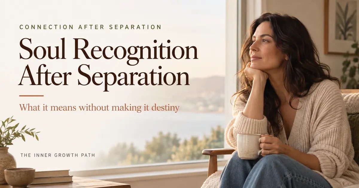 Woman reflecting on soul recognition and connection after separation