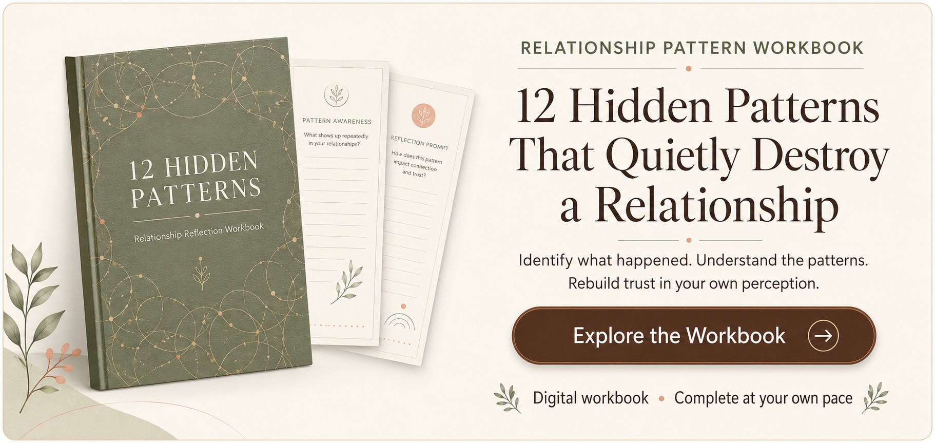 12 Hidden Patterns relationship reflection workbook for understanding recurring relationship dynamics.