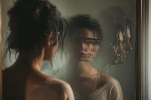 gaslighting explained simply Blurred reflection symbolising confusion and self-doubt caused by gaslighting