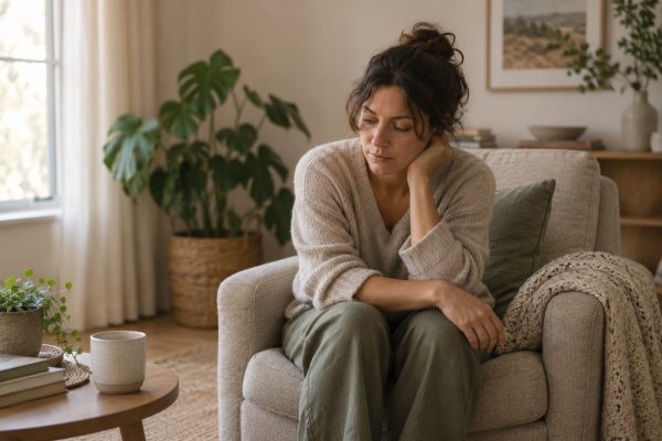 Person feeling emotionally overwhelmed and unable to cope as usual