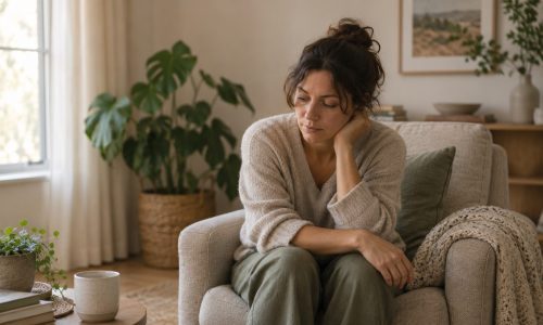 Person feeling emotionally overwhelmed and unable to cope as usual