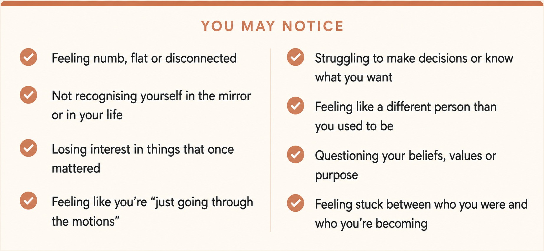 Signs of identity loss after trauma, including disconnection, uncertainty and feeling unlike yourself.