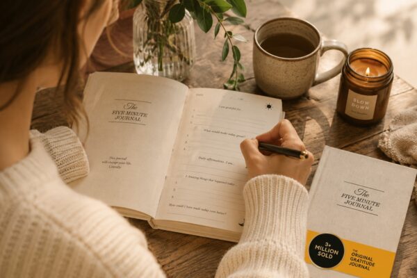 Person using a gratitude journal as part of a burnout recovery and self-care routine burnout recovery journal Person using a gratitude journal as part of a burnout recovery and self-care routine burnout recovery journal