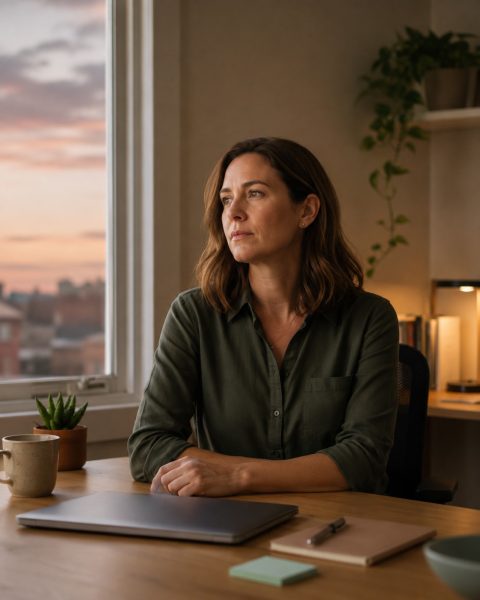 Woman feeling emotionally depleted and unlike herself after workplace burnout Woman feeling emotionally depleted and unlike herself after workplace burnout