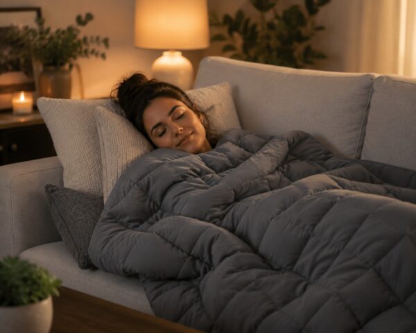 weighted blanket calming nervous system PTSD anxiety