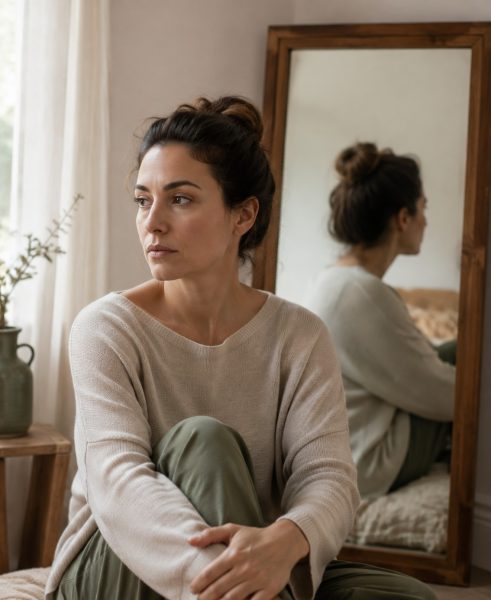 Person feeling disconnected from themselves after trauma and emotional overwhelm.