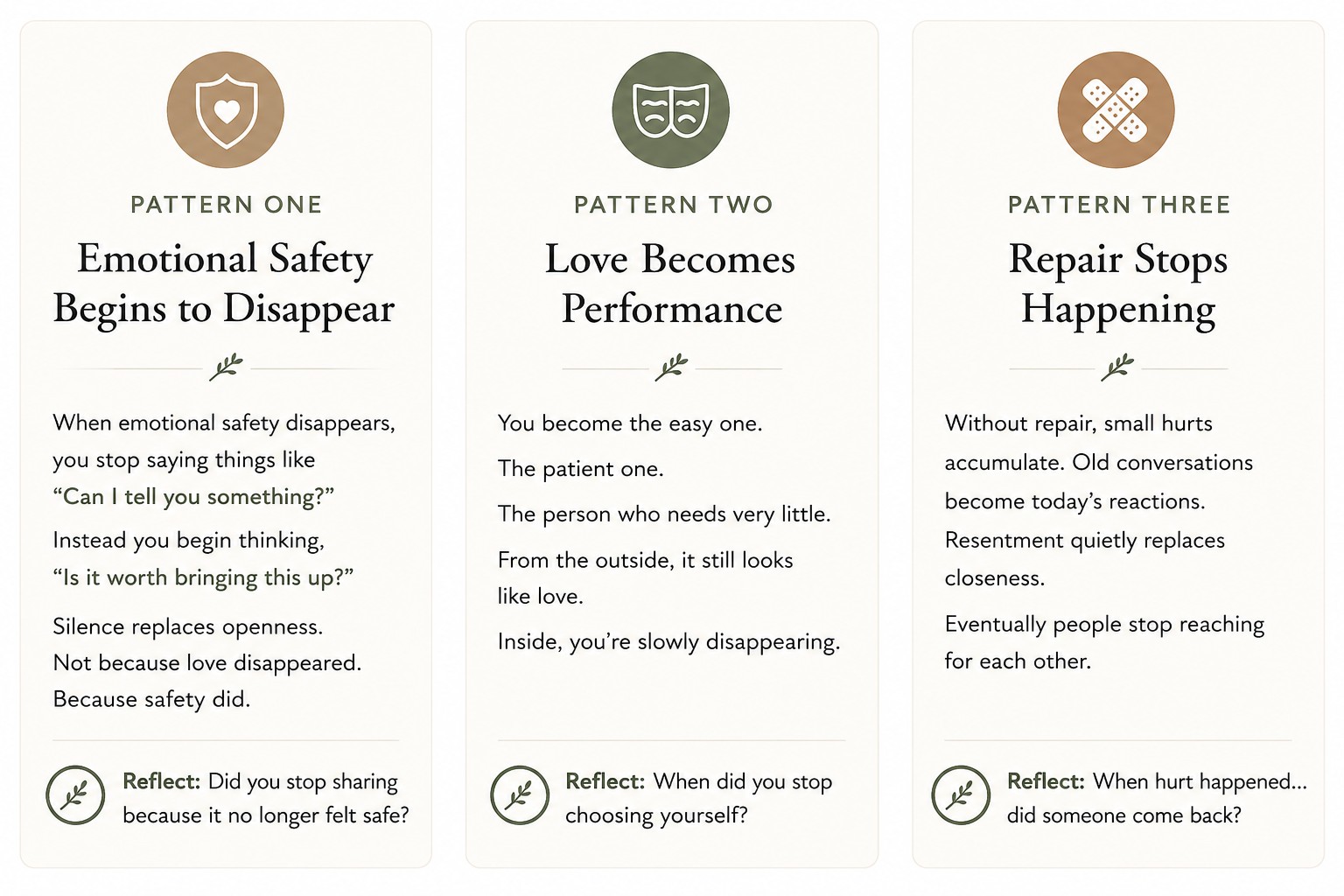 The Hidden Patterns That Quietly Destroy Relationships workbook – a 90-page guided workbook to understand relationship patterns, rebuild your identity and create healthier relationships.