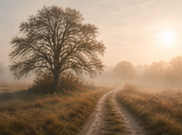 Winding country path beside a solitary tree symbolising healing and moving forward. Winding country path beside a solitary tree symbolising healing and moving forward.