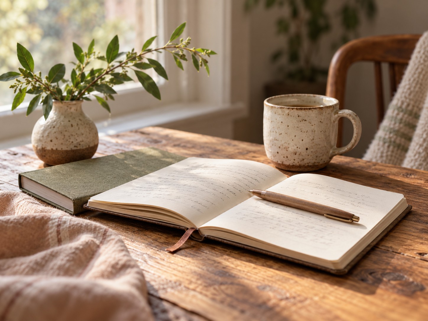 Journal and coffee representing the gradual process of reconnecting with yourself
