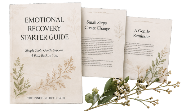 Emotional Recovery Starter Guide with reflection and gentle action-planning preview pages from The Inner Growth Path
